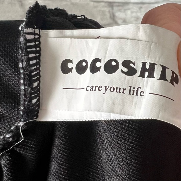 CocoShip Womens 14 Retro Ruched Ruffle Tie Knot Front Top in Gingham Black White - Picture 6 of 9